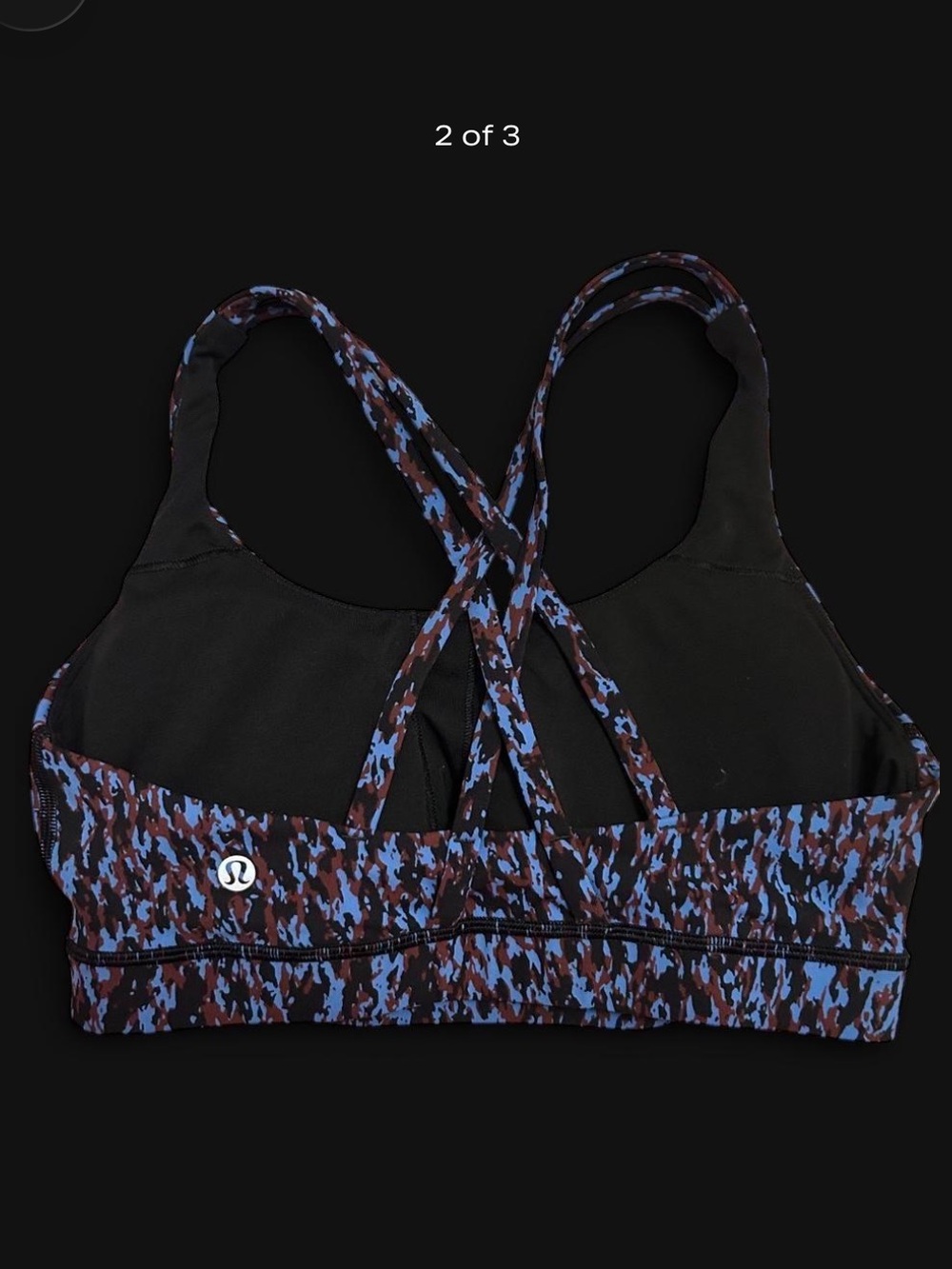 lululemon athletica Printed Strappy Sports Bra in Blue and Brown
